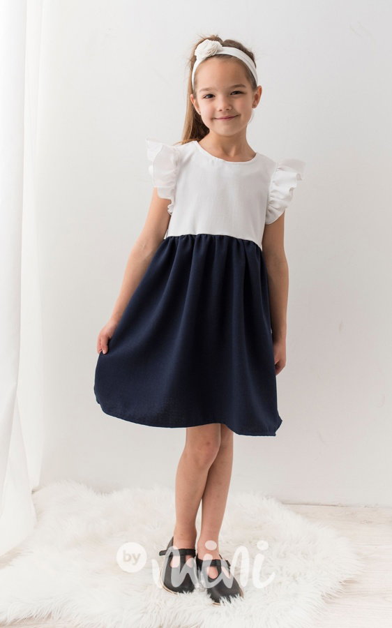 Boho romantic dívčí šaty school blue