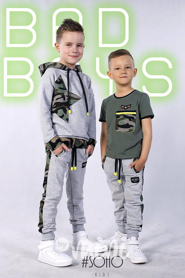 Designové chlapecké tepláčky grey/army