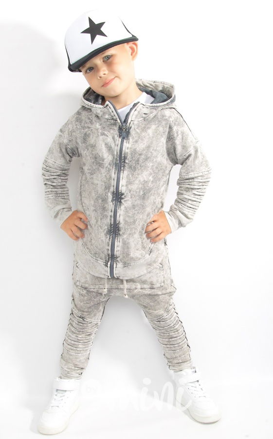 Acid wash biker pants světlé