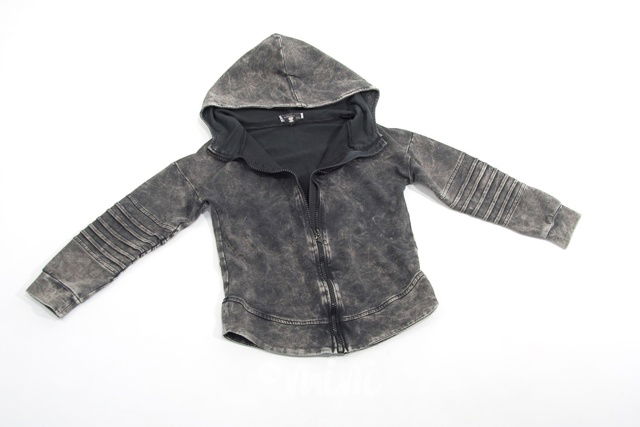 Acid wash biker mikina black