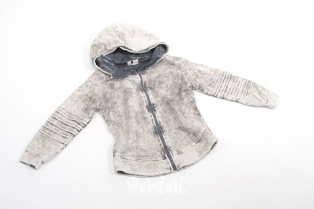 Acid wash biker mikina grey