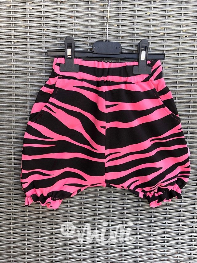 Baggy řasené šortky zebra pink