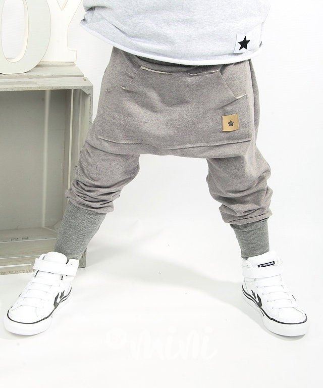Fashion dětské baggy STAR s dlouhým nápletem šedé