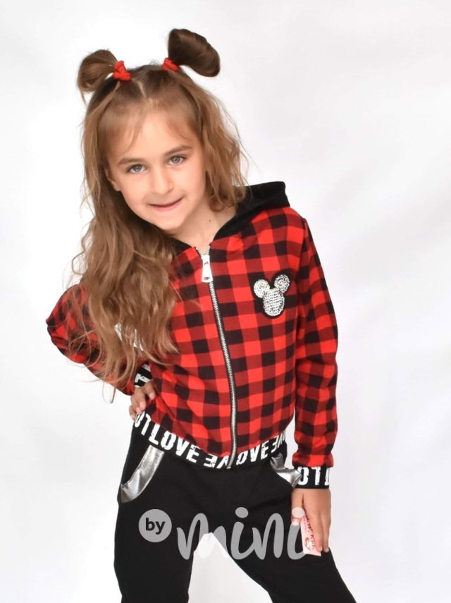 Red karo Mickey mikina