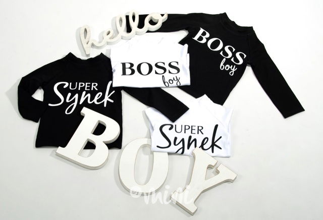 Chlapecké bílé triko dlouhý rukáv nápis super synek