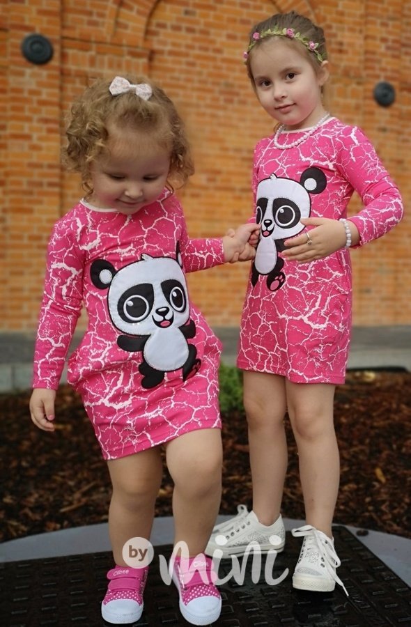 Dívčí tunika panda mramor pink