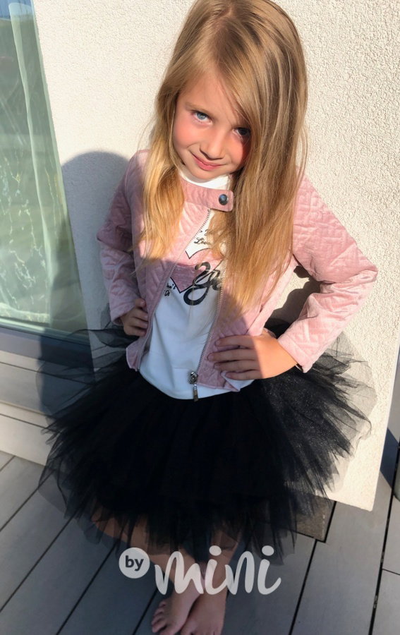 Trojkomplet s maxi tutu tylovou sukní pink