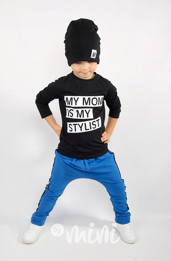 Super synek lampas set modrý - mikina + baggy