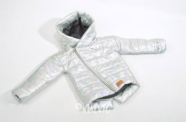 Silver metalická chlapecká přechodová bunda