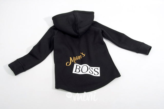 Mum's boss - vyteplená dlouhá mikina černá