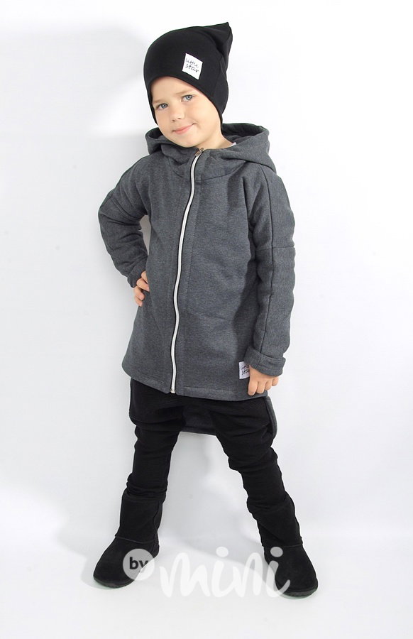 Extra dlouhý designový kabát dark grey