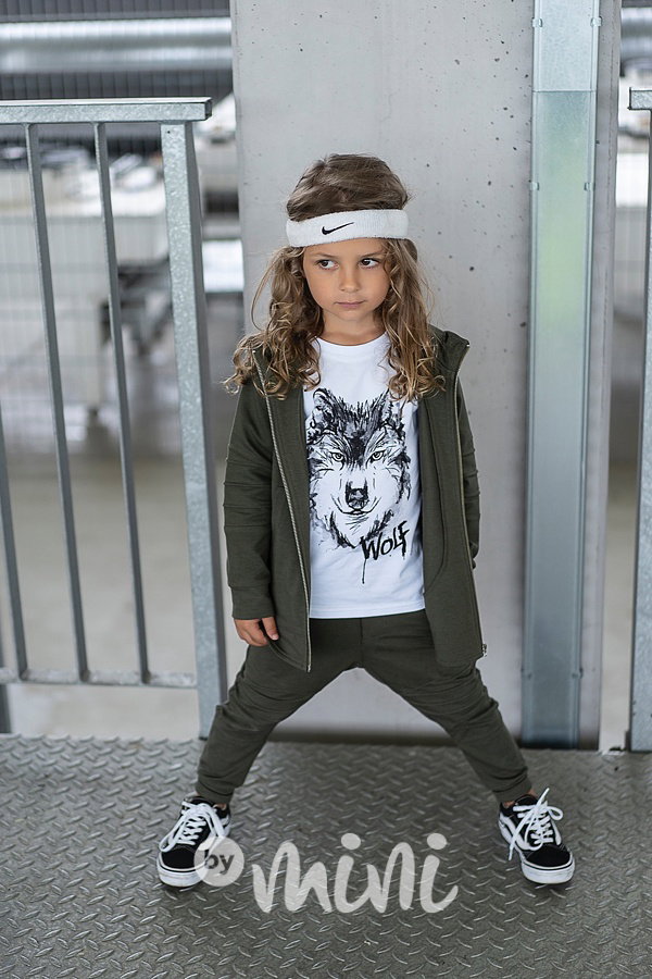 *Premium* Wolf mikina se zipy khaki