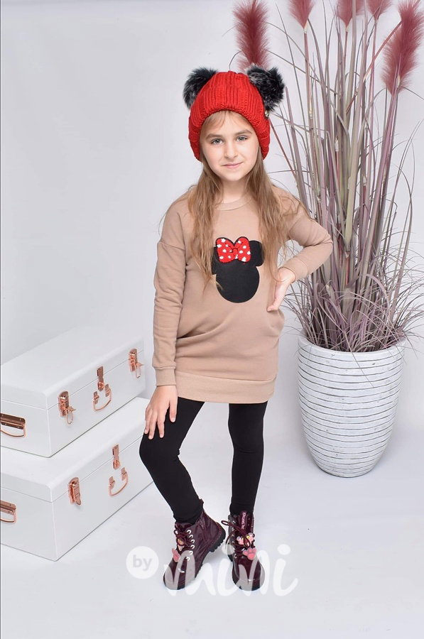 Winter vyteplená mikčotunika Minnie - cappuccino