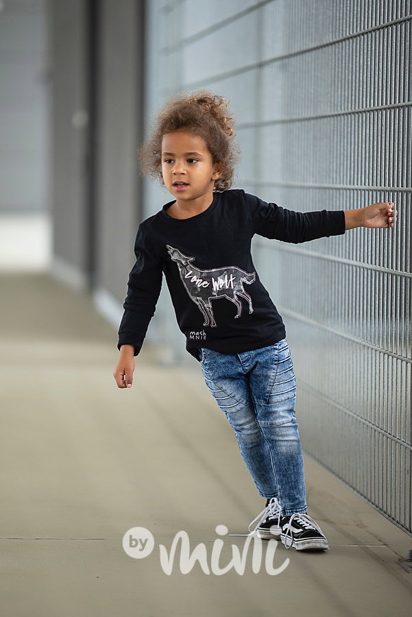*Premium* wolf longsleeve black s prošitím
