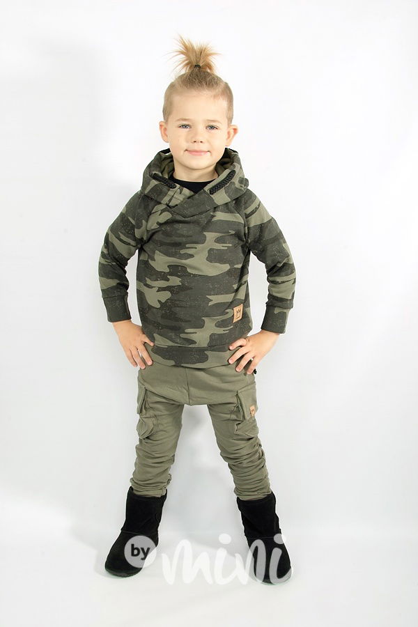 Zateplené khaki baggy kapsáče zip