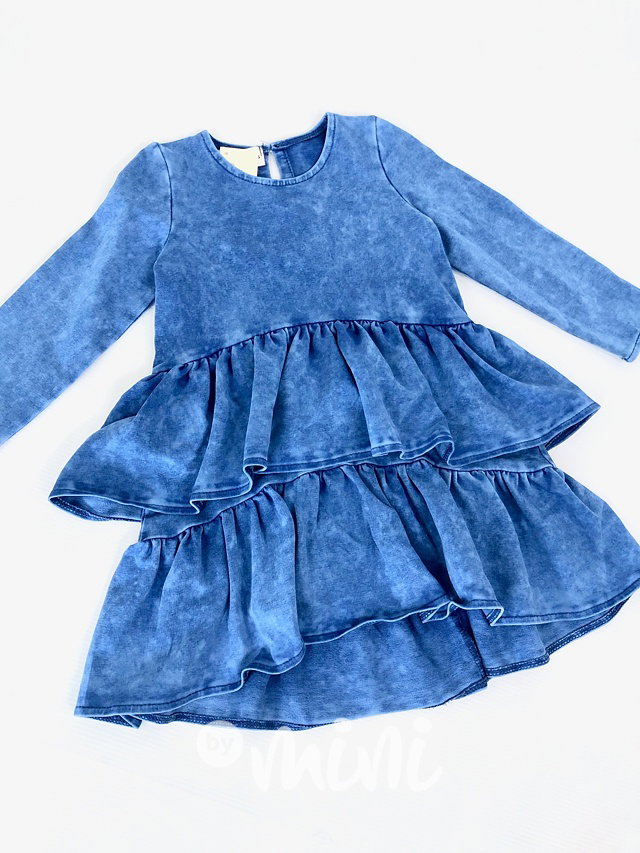 Ice blue denim volánkové šaty