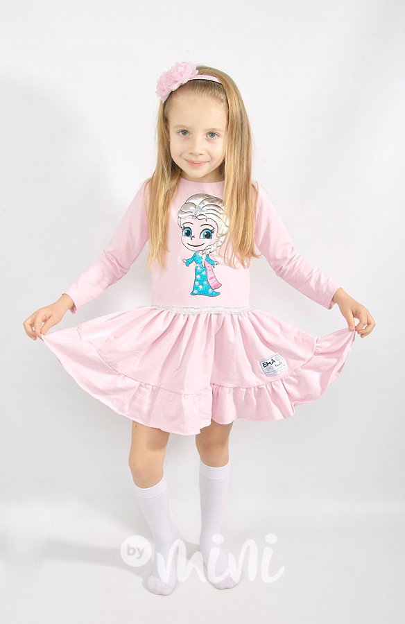 Frozen Elsa volánkové šaty - růžové