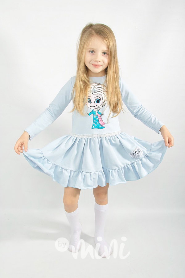 Frozen Elsa volánkové šaty - ice blue