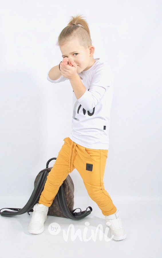 Biker slim baggy s prošitím - mustard