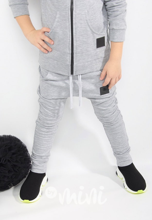 Biker slim baggy s prošitím - šedé