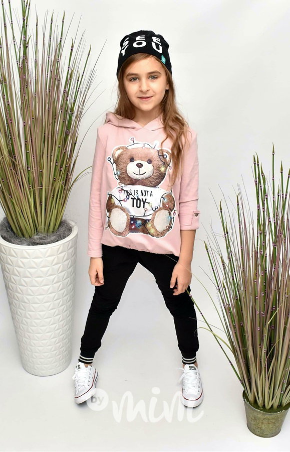 Pink bear hoodie mikina