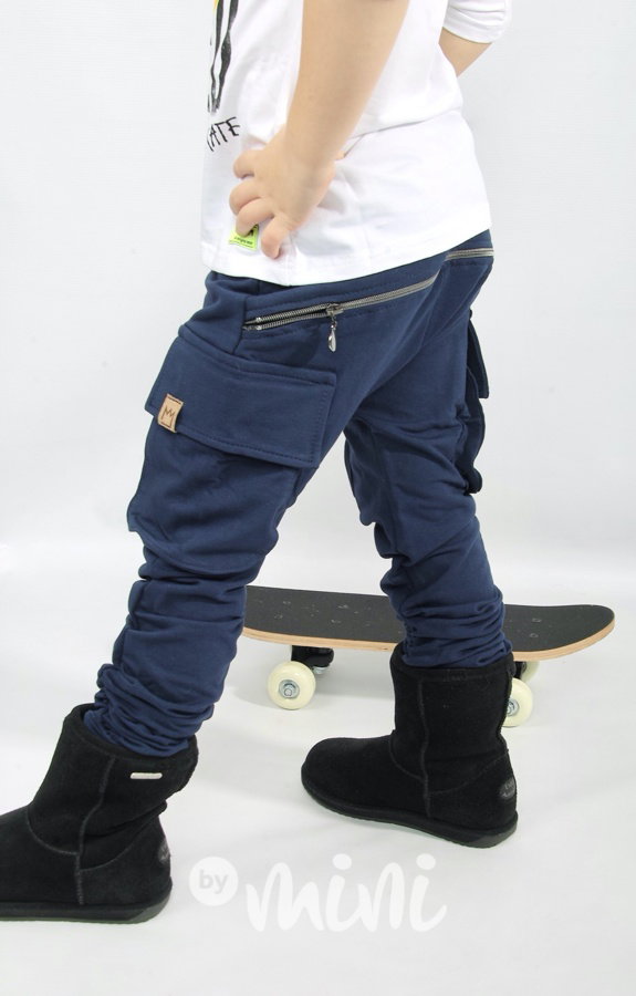 Zateplené baggy kapsáče zip deep blue