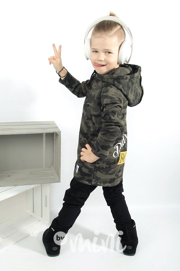 Dad's boss - vyteplená dlouhá mikina army