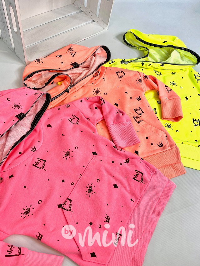 Neon hoodie MIMI dětská mikina - růžová