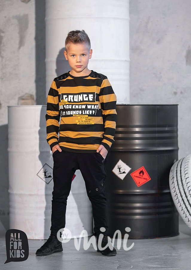Pruhovaná souprava - mustard/black