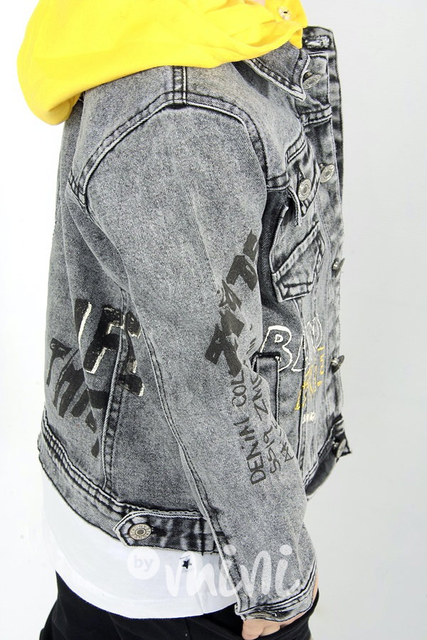 Jeans bunda s kapucí - black