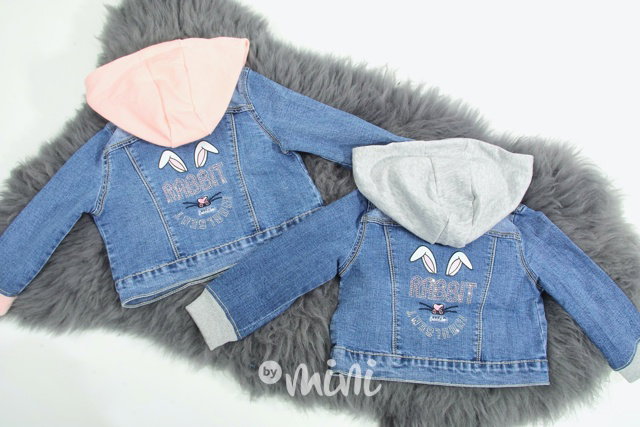 Rabbit jeans bunda s kapucí - pink
