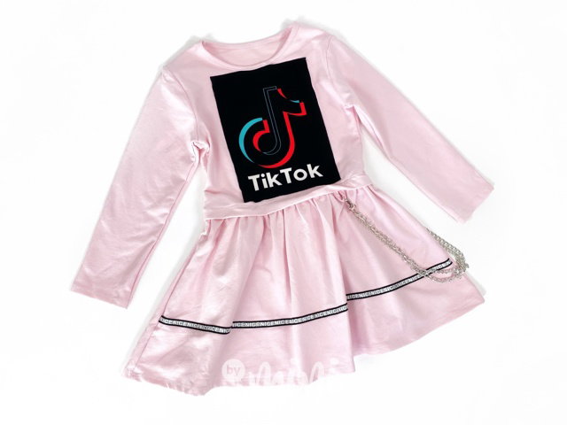 Tik Tok šaty s řetízkem - růžové