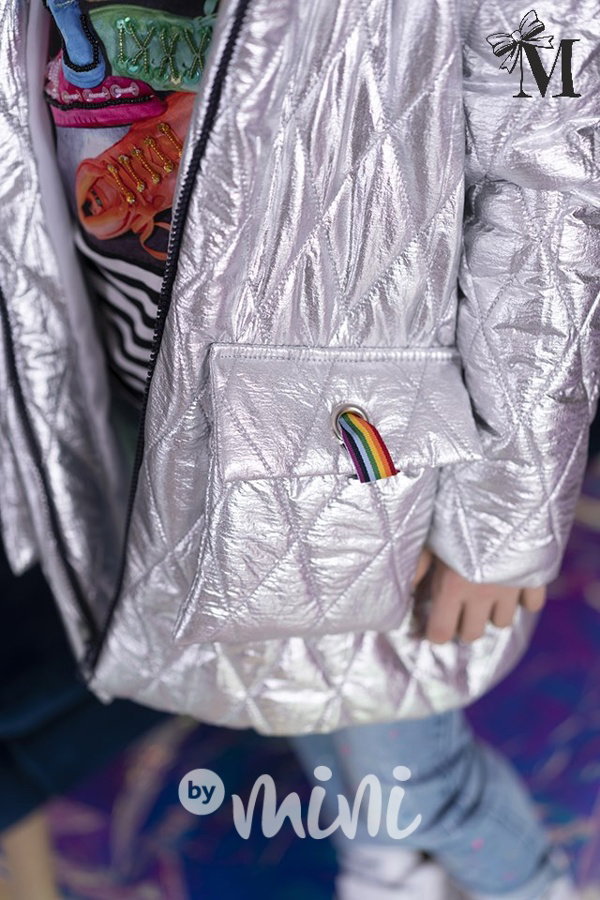Metalický stříbrný dívčí jarní kabátek *MalaMi*