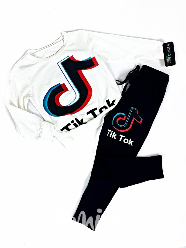 Tik Tok tepláková souprava - black/cream