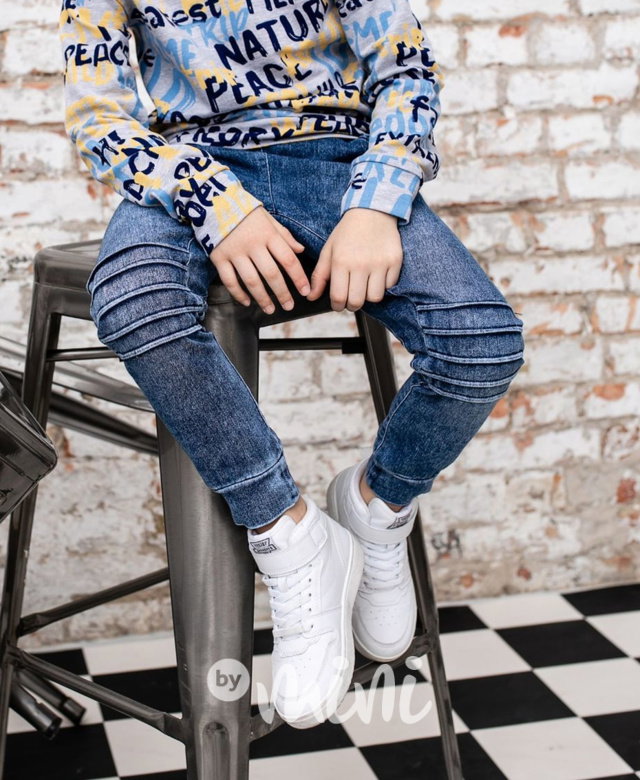 Cotton jeans biker - modré