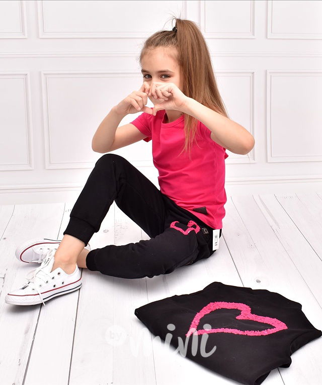 Černá heart dívčí mikina s flitry