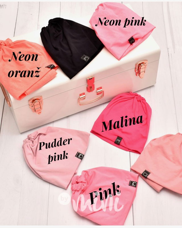 Neon pink - Pony hair čepka + nákrčník