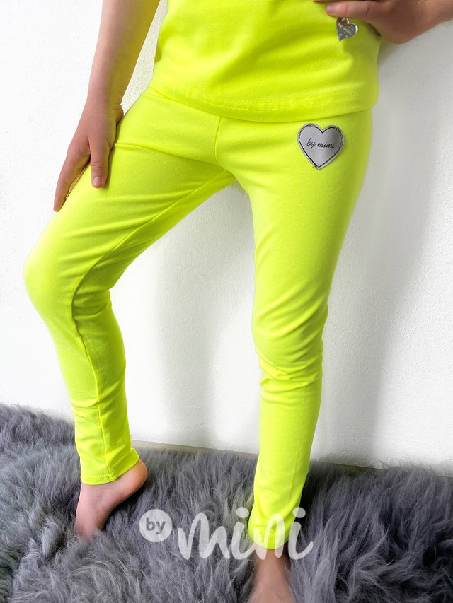 BASIC legíny neon žluté se srdíčkem