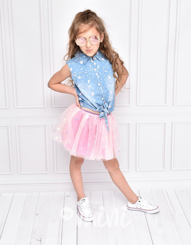 D9včí summer set oblečení tutu sukně + košile bymini