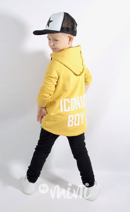 Iconic boy long mikina - mustard