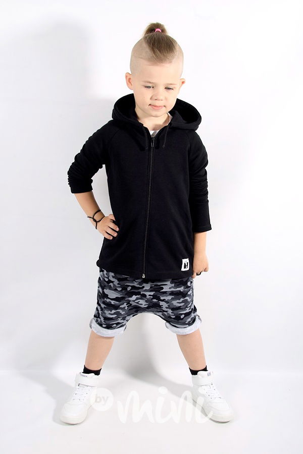 Černá chlapecká mikina s kapucí na zip