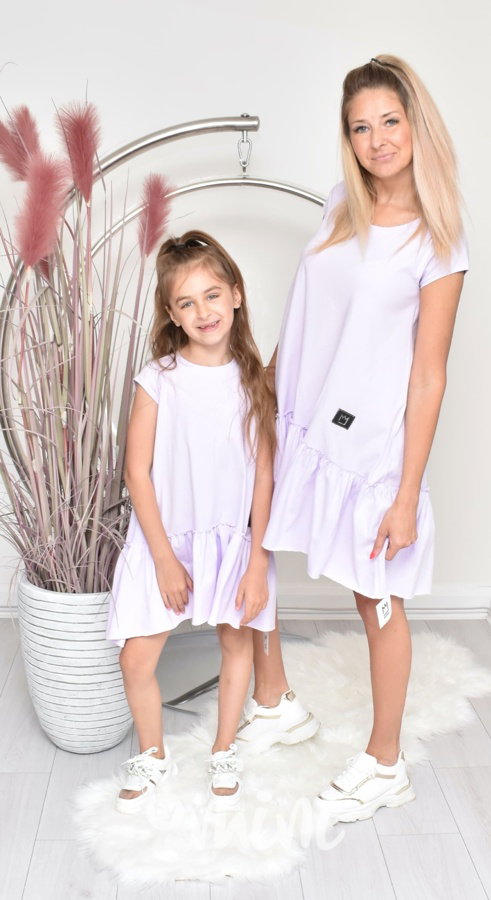 Letní bavlněné lila šaty mamka dcera