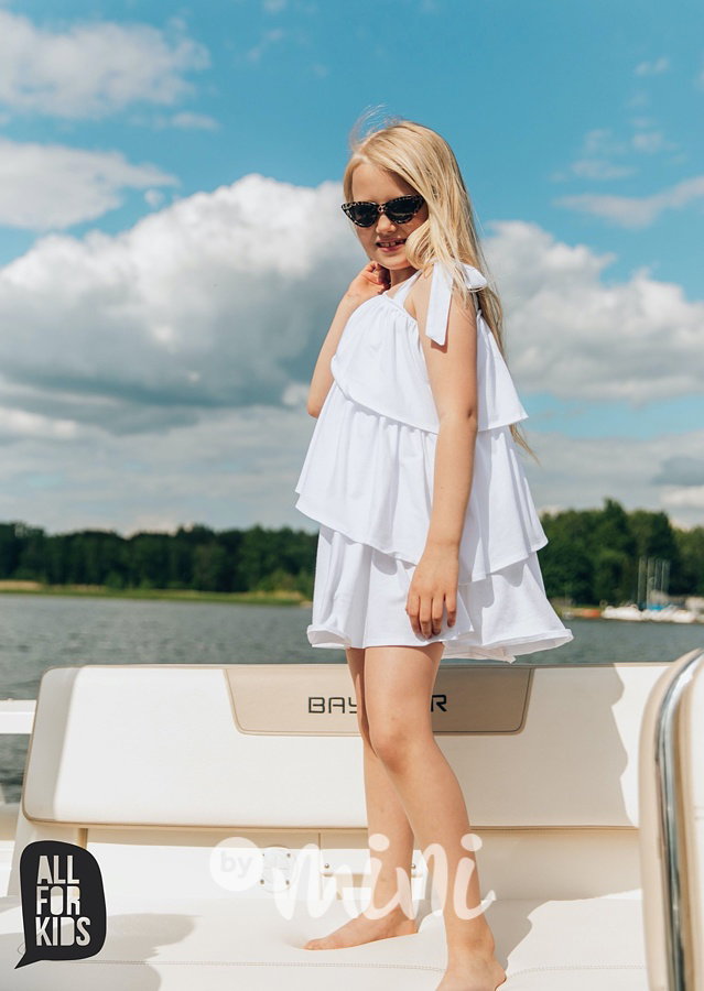 Boho frill letní šaty - bílé