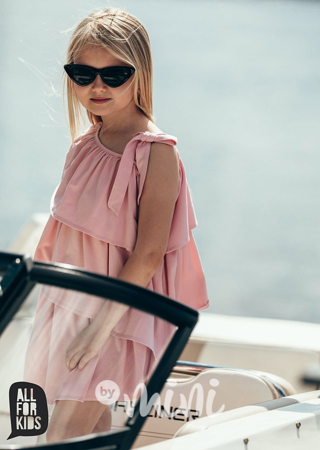 Boho frill letní šaty - růžové
