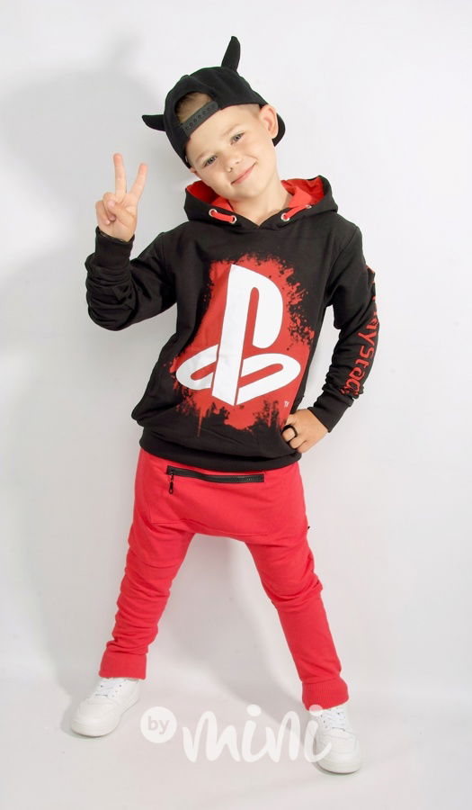 Playstation mikina - black/red