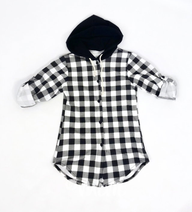 Hoodie košile black karo - Daisy & Minnie