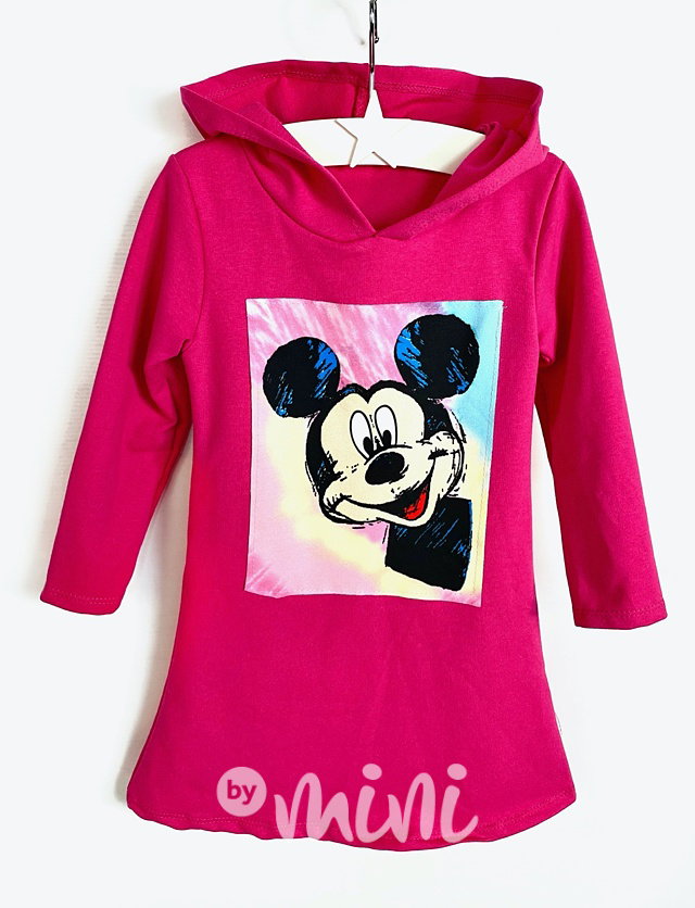 Hoodie tunika Mickey - malinová