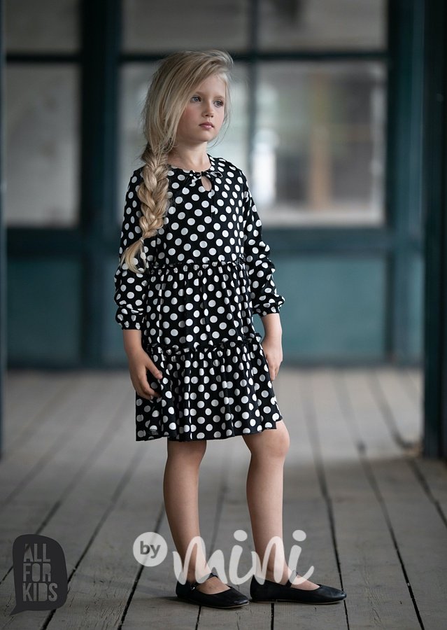 Boho dívčí šaty s puntíky black *by AFK*