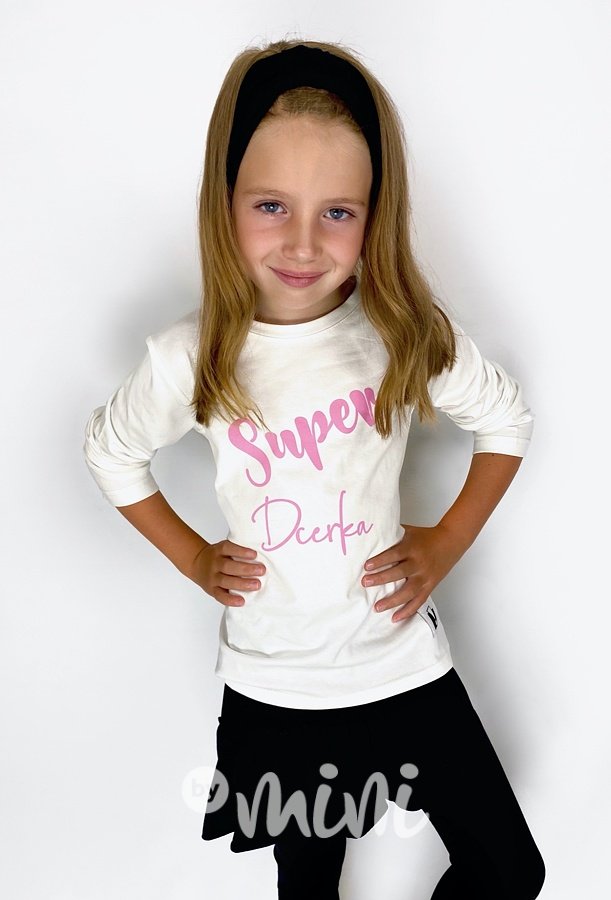 Super dcerka triko s dlouhým rukávem - white
