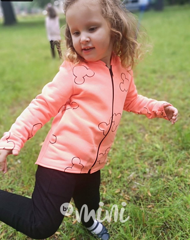 Neon oranž fleece long mikina Mickey